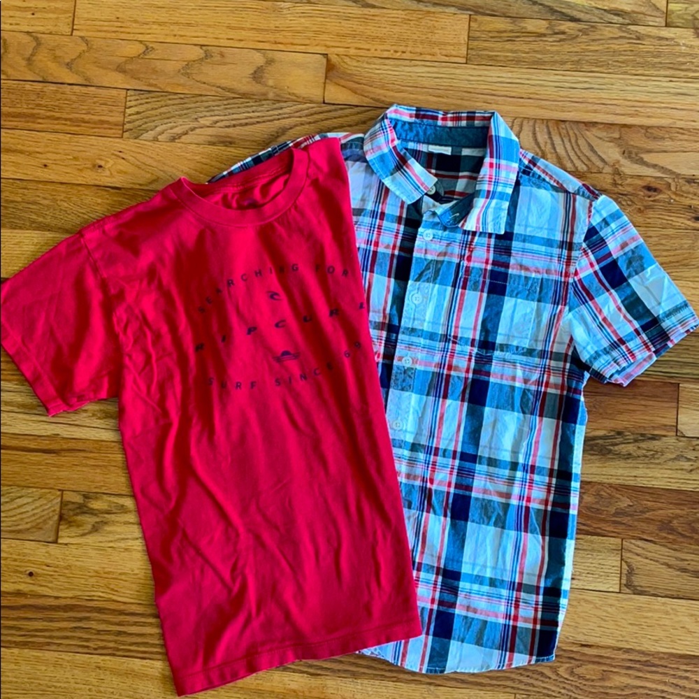 Bundle of 2 Gymboree Button-up & RipCurl T-shirt